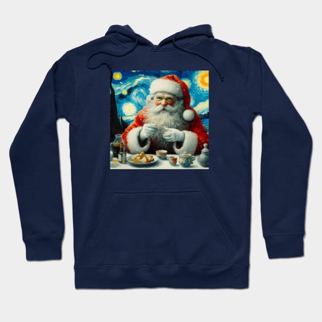 Christmas Santa Claus Van Gogh Hoodie by renzkarlo